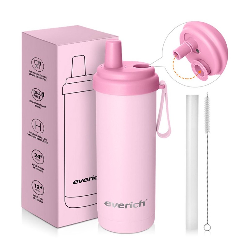 Everich Double-Wall Insulated Steel Pearl Milk Tea Thick Straw Bottle Water with Convenient Handle – Insulated Water Bottle and Water Bottle with Straw price