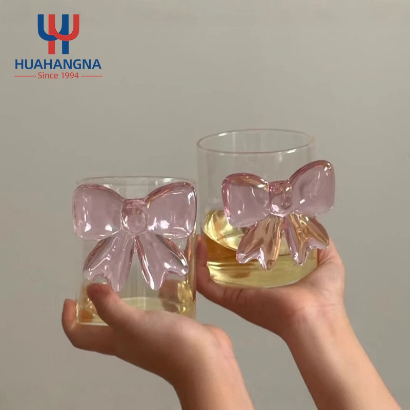 Handmade 3D Bow Knot Water Glassware Wholesale Custom High Borosilicate Glass Drinking Coffee Cup for Gift – Drinking Cup and Water Drinking Cup price