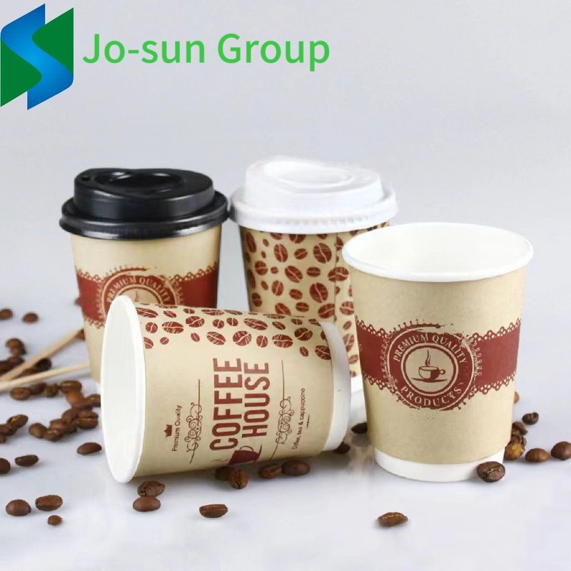 Jo-Sun Factory Direct High Quality Custom Disposable Double Wall Takeaway Coffee Paper Cup with High Quality Comfortable Price – Disposable Cup and Insulation Disposable 8oz Ripple Wall Paper Cup price