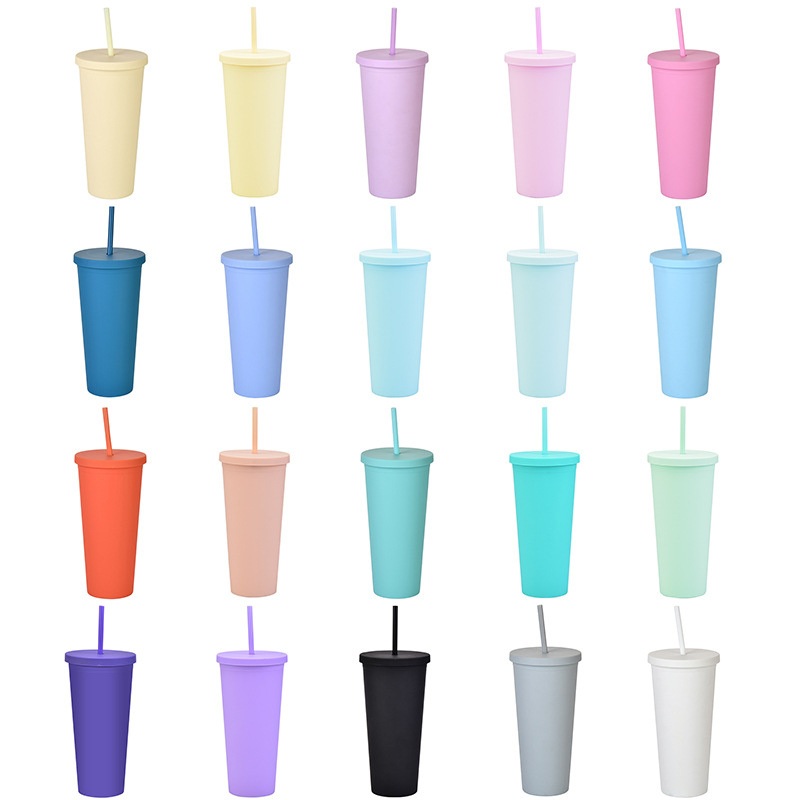 New Double-Layer Plastic Straw 22oz Large-Capacity Outdoor Frosted Water Cup – Water Cup and Sports Cup price