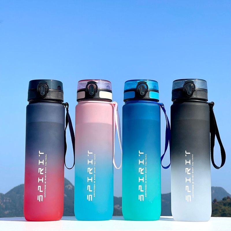 Unisex Portable Frosted Gradient PC Gym Sports Cup Mug Water Bottle 1000ml Capacity with Straw for Camping and Travel – Water Bottle and Plastic Bottle price