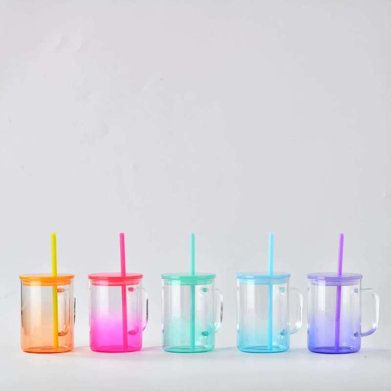USA Warehouse Sublimation Mugs 15 Oz Sublimation Colored Mug with Plastic Lid 15oz Glass Beer Coffee Mug with Handle – Jelly Glass Mug and Wholesale Juice Mug price