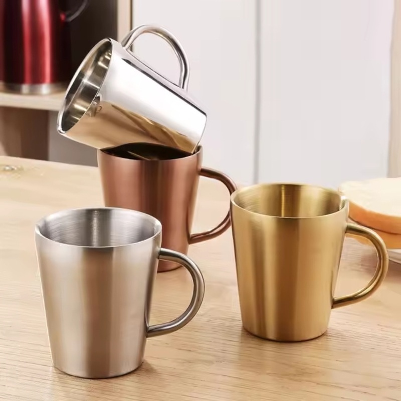 300ml Double Wall Thermal Insulation Water Drinking Cup Camping Beer Coffee Mugs Cone Stainless Steel Mug – Double Wall Thermal and Beer Mugs price