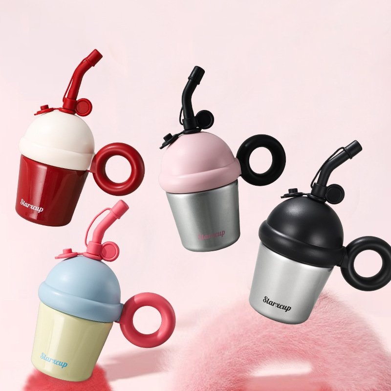 Adorable Childrens Thermal Cup – Simple and Compact Mini Little Bun Ding Suction Cup Stainless Steel Portable Handle Large Mouth Cup – Bottle and Water Bottle price