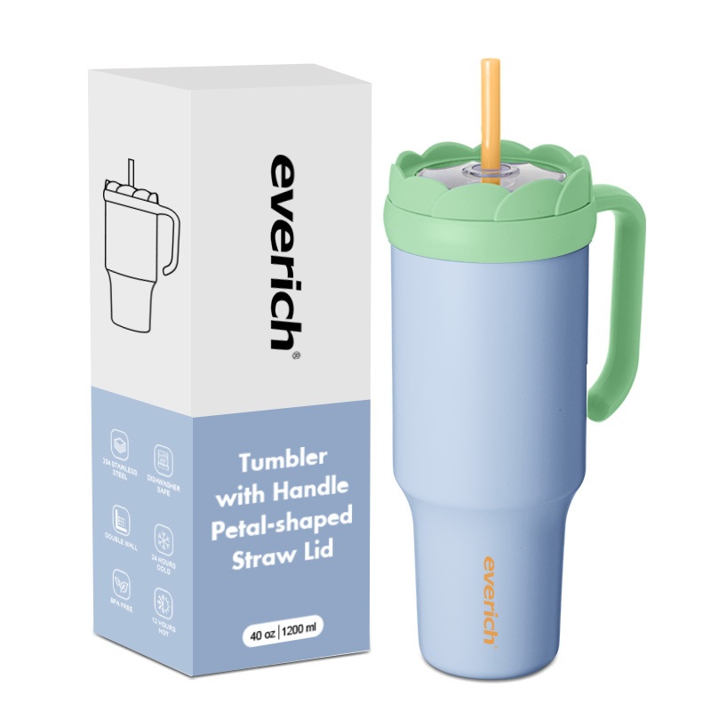 Custom Logo 40oz 18/8 Stainless Steel Tumbler with Straw and Handle Double Wall Wholesale Bulk Outdoor Tumbler – Insulated Tumbler and Tumbler with Handle price