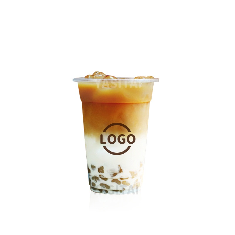 Disposable Custom Logo Printed Coffee Bubble Boba Tea Plastic Cup with Lids – Plastic Cups for Juice and Plastic Cups for Beer price