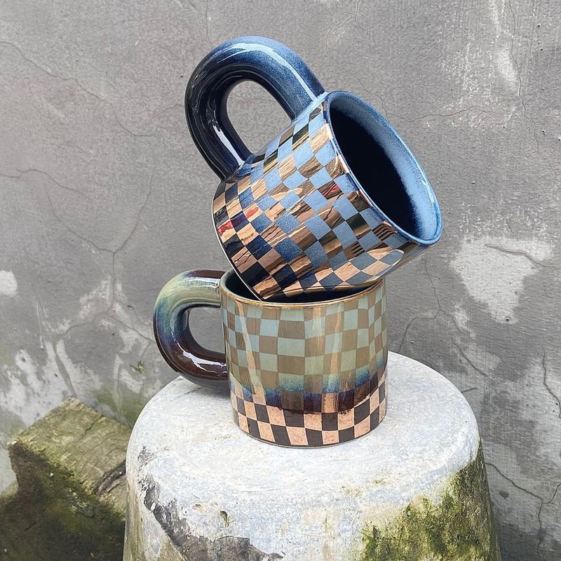 Drop Shipping Hot Selling Nordic Ins Style Ceramic Fat Mug Kiln Discoloration Real Gold Lattice Fat Mug Three-Color Ceramic Mug – Ceramic Mug and Mugs Ceramic price