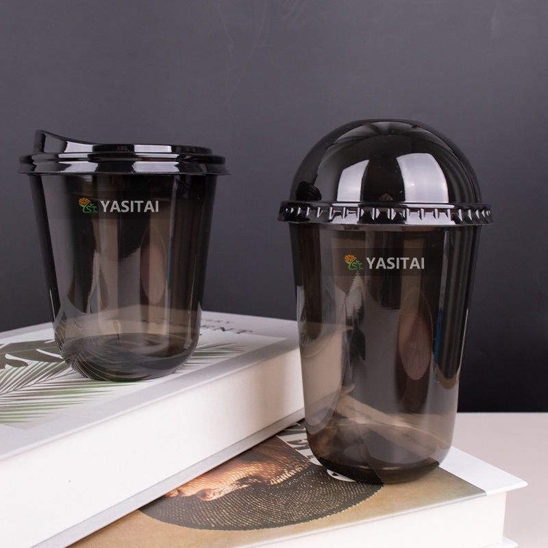 Food Grade Eco-Friendly Custom Logo Pet Cold Drink Black U Shape Cup – Plastic Cups for Juice and Plastic Cups for Beer price