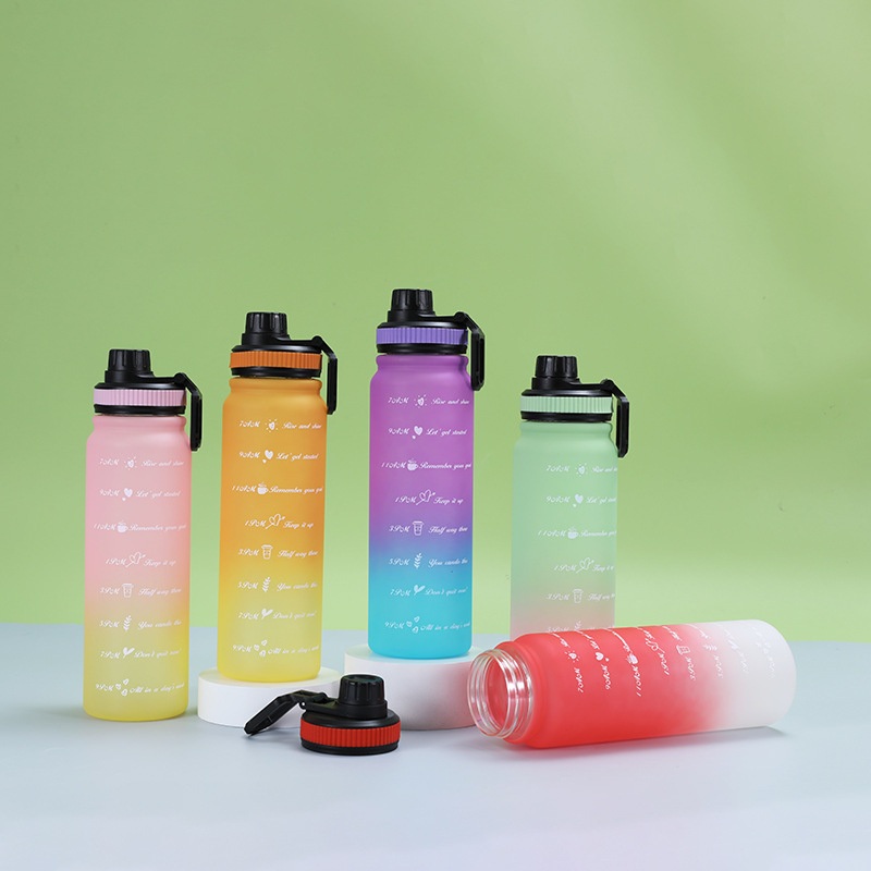 Leakproof Workout Sport Custom Logo Insulated Straw Strainer 1L Plastic Cup Motivational Water Bottles with Time Marker – Sports Water Bottle and Tumbler price