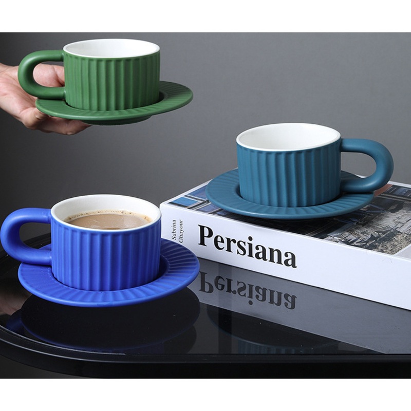 Nordic Glazed Espresso Coffee Tea Cups and Saucers Sets Porcelain Cappuccino Latte Cup Turkish Ceramic Coffee Mug – Cup and Coffee Cup price