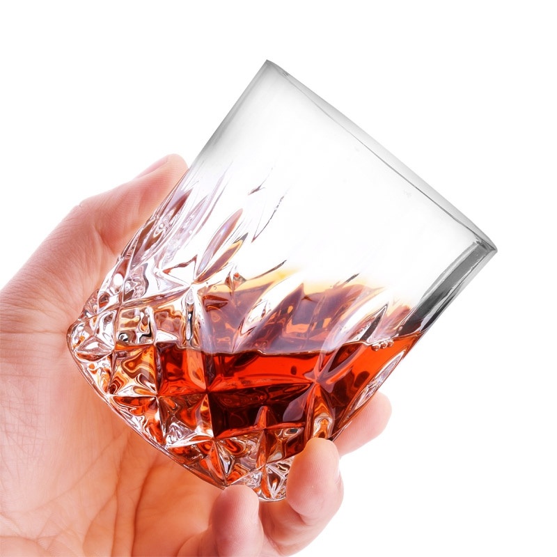 Promotion Factory Cheap 10oz Embossed Crystal Whisky Glass Drinking Cup Crockery Wine Glass for Bar Pub – Wine Glass Cups Retro Vintage and Drinking Glasses price
