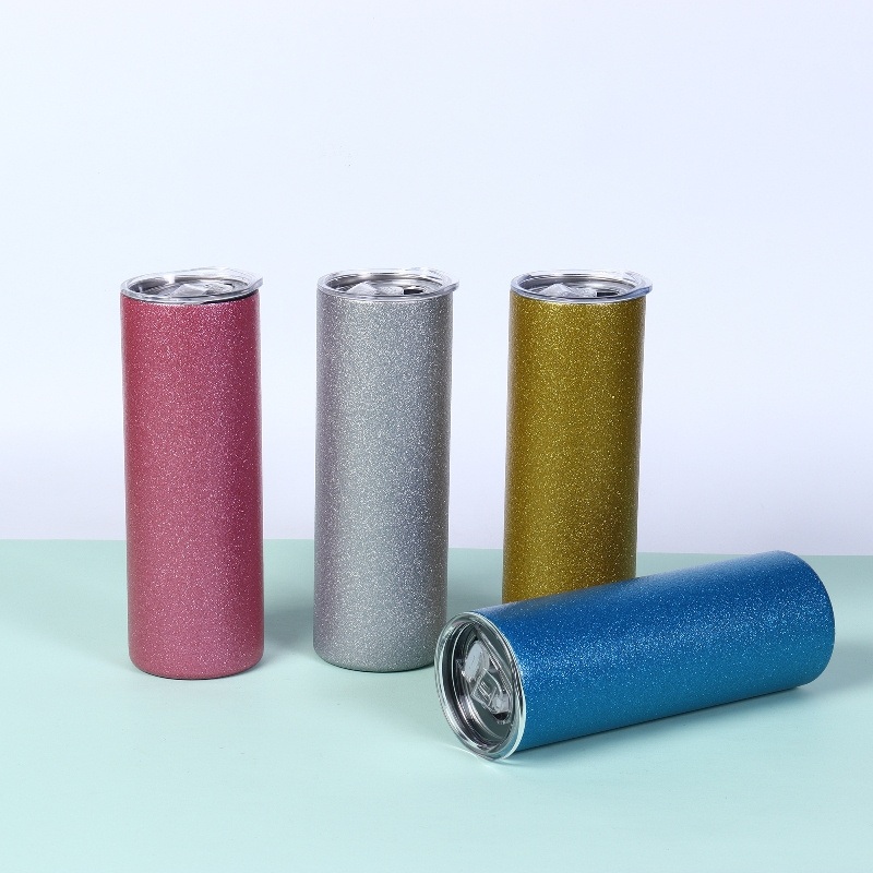 Sublimation Blank Powder Coated Cup Double Wall Stainless Steel 20oz Skinny Straight Tumbler with Straw Lid – 20oz Tumbler Glitter and Coffee Tumbler price