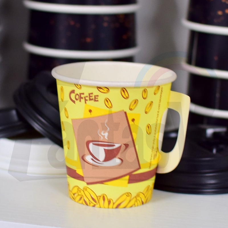 Takeaway Customizable Custom Size Customized Brand Paper Handle Cup with Lid – Paper Cup and Paper Handle Cup price