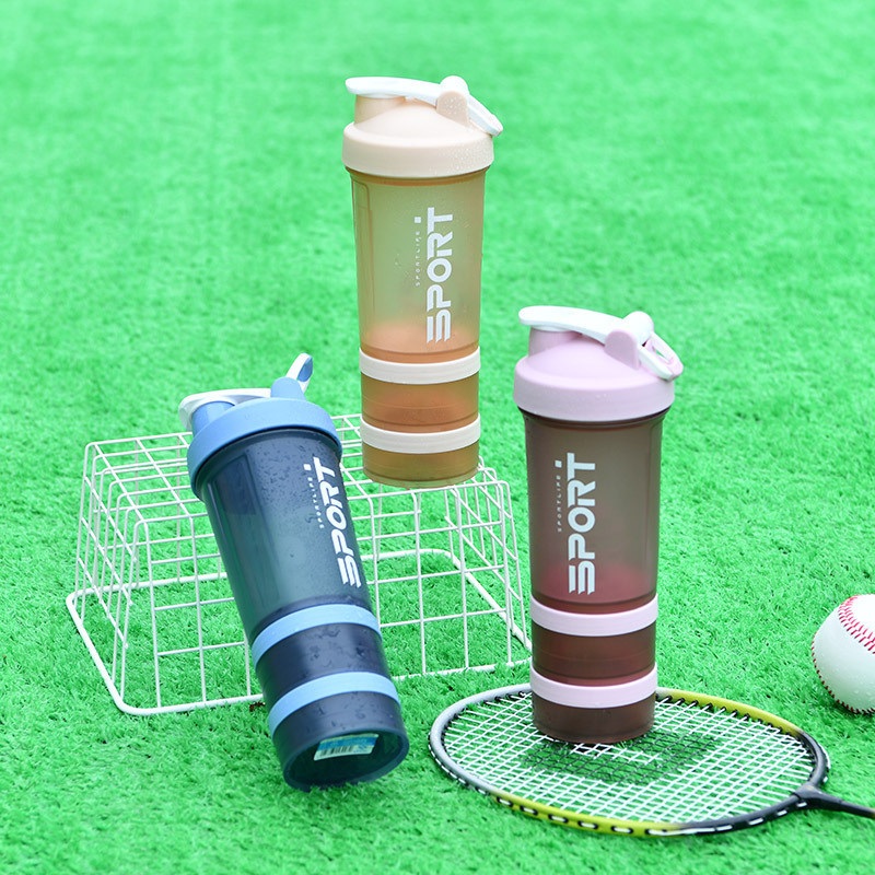 Three-Layer Shake Cup Plastic Water Bottle Dried Egg White with Powder Box Fitness Sports Cup Milk Blending Shake Cups – Plastic Bottle and Water Bottle price