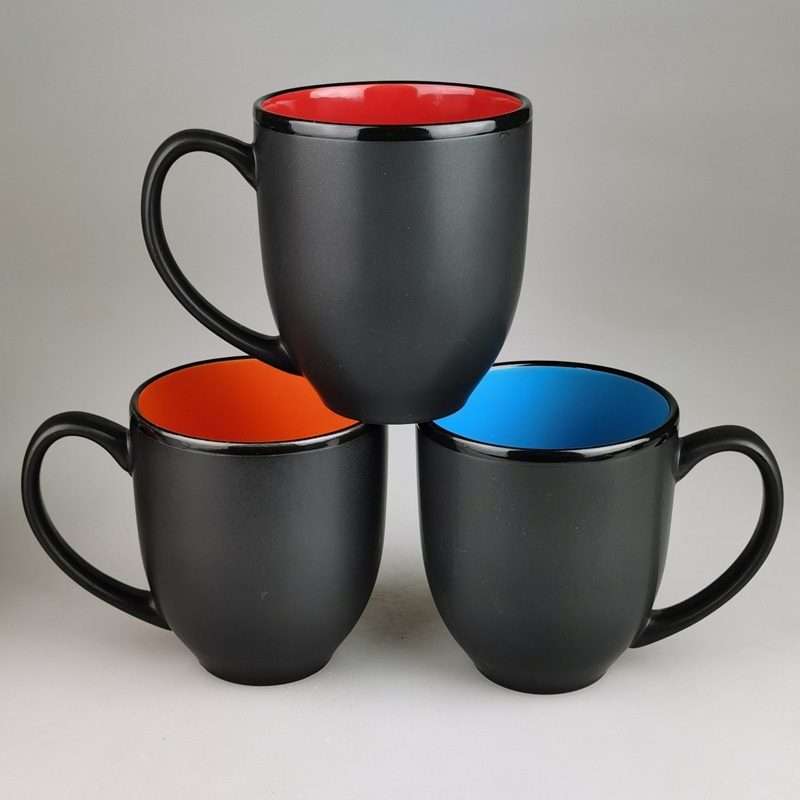 Wholesale 17oz Large Capacity Porcelain Black Cup Custom Logo Printed Both Color Ceramic Coffee Mugs for Promotional Gift – Coffee Mug and Ceramic price