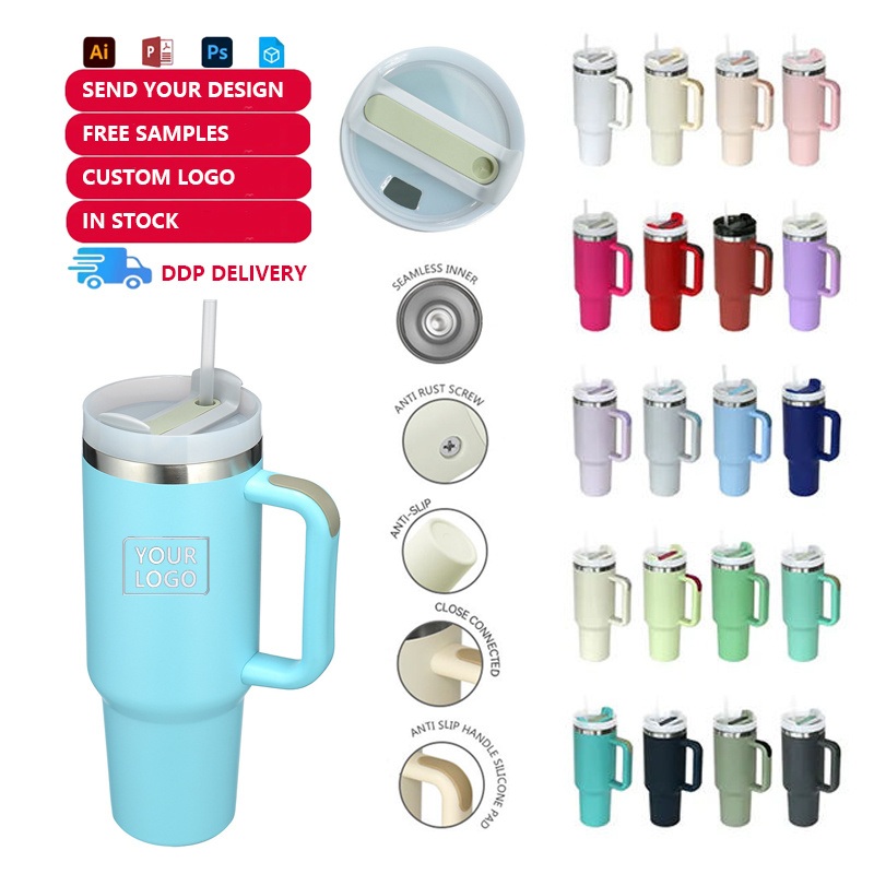 40oz Tumbler with Handle and Straw Lid Coffee Insulated Cup Reusable Stainless Steel Water Bottle Travel Mug Cupholder Friendly – 40oz Stainless Steel Outdoor Travel Mug and Tumbler with Handle Straw Lid 40 Oz price