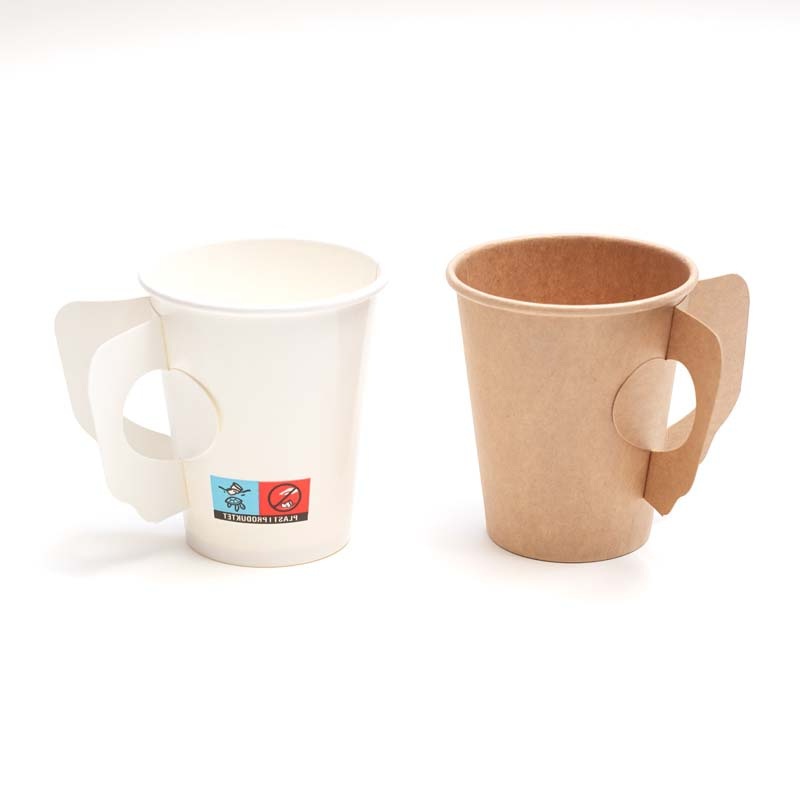 6oz 8oz 12oz Disposable Single Wall Paper Cups with Handles Custom Logo – Paper Cups and Coffee Cups price