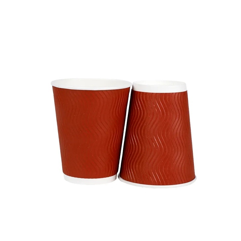8oz/12oz/16oz Single Double Ripple Wall Paper Cup Disposable Paper Coffee Cup with Lid – Degradable Ripple PLA Glass and Composatble Ripple PLA Mug price