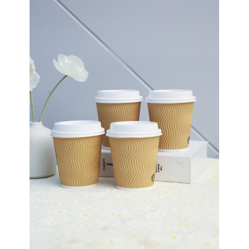 Custom Printed to Go Take Away Holder Carrier Ripple Compostable Eco Friendly Disposable Coffee Paper Cup with Sleeve Lids – Paper Cups and Ripple Paper Cup price