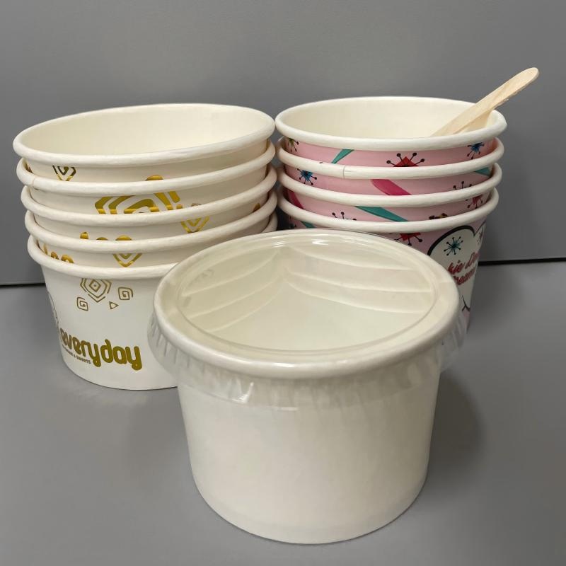 Custom Size Logo Disposable Ice Cream Cup Food Grade Paper Container Ice Cream Packaging Frozen Yogurt Cup – Disposable Ice Cream Cups and Ice Cream Container price