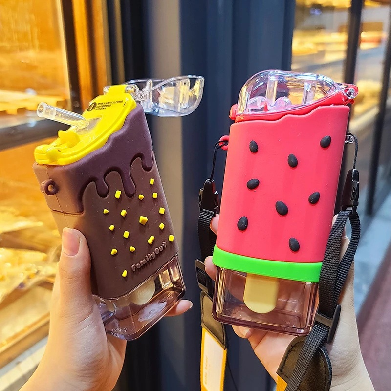 Kids Water Bottle for Cute Ice Cream with Strap with Custom Logo – Water Bottle and Sports price