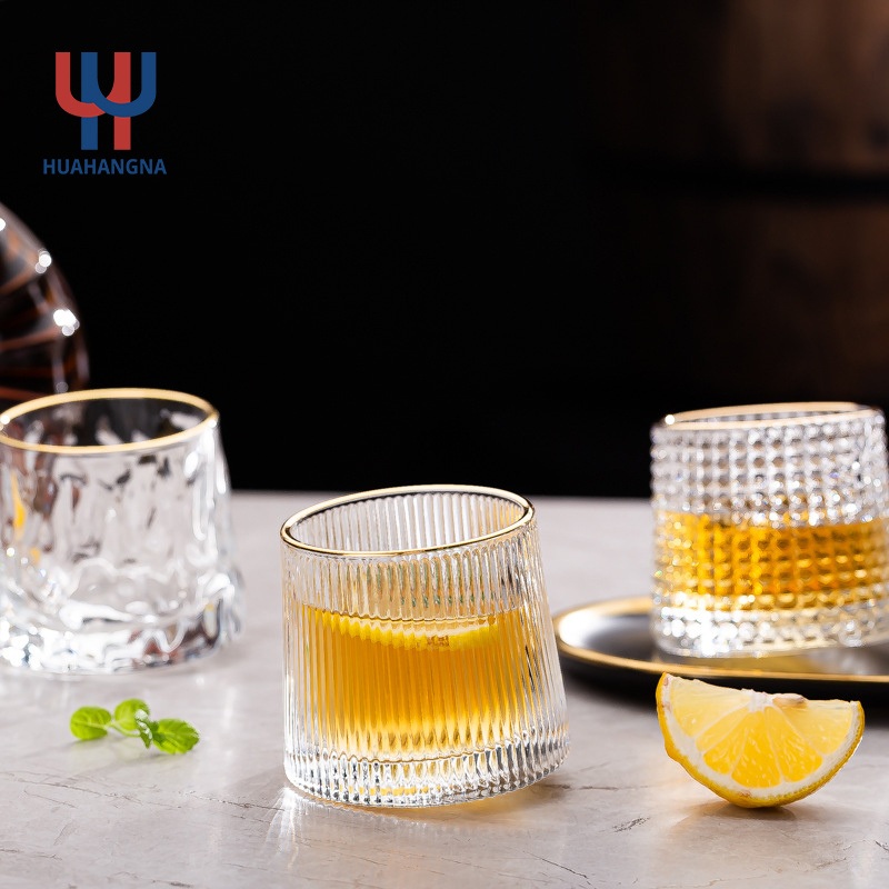 Luxury Crystals Embossed 160ml Wine Glasses Twisted Rotatable Whisky Glass Tumbler Cup – Water Glass and Shot Glass price