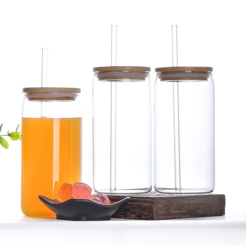 New Design Cola Cup Clear Drink Glass Cup Glass Cups with Lid and Straw – Glass Cup with Bamboo Lid and Glass Cup price