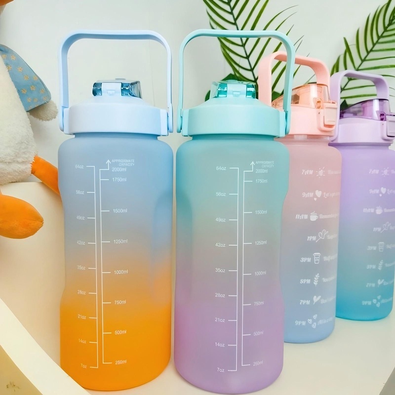 New Product Large Capacity 2L Creative Straw 2 Liter PC Plastic Sports Cup Mug Jug Kettle Water Bottle with Lid – Plastic Water Bottle and Plastic Bottle price