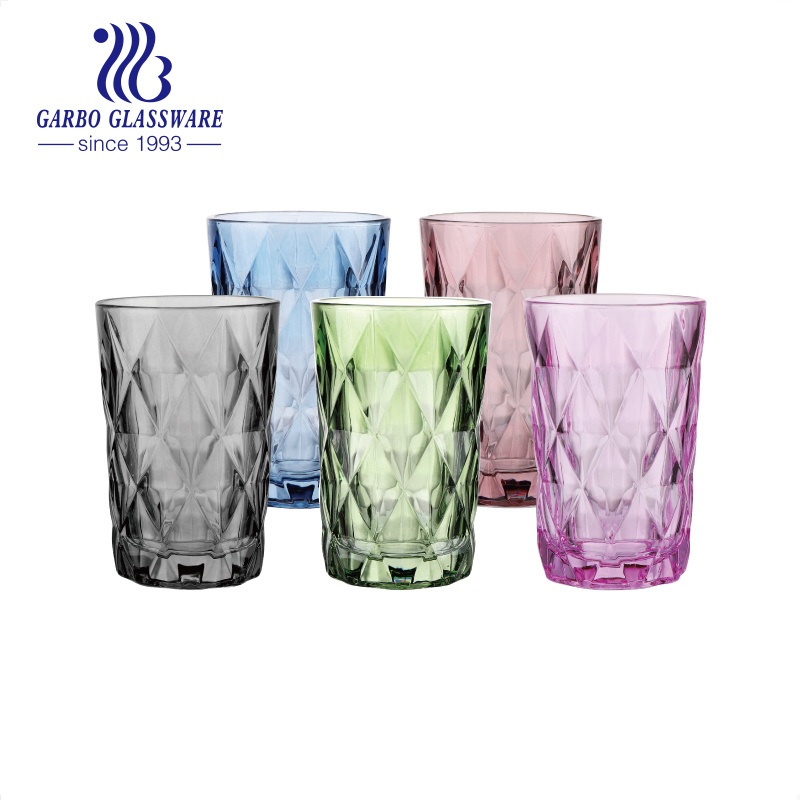 Wholesale Cheap Spray Colored 12oz Diamond Design Water Drinking Glass Cup – Glass Cup and Water Drinking Glass Cup price