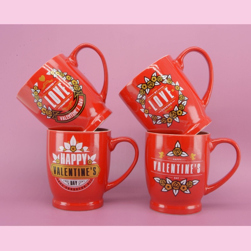 4 PCS /Set Red Color Customized Ceramic Mug Ceramic Coffee Mug for Valentine – Mug and Ceramic Mug price