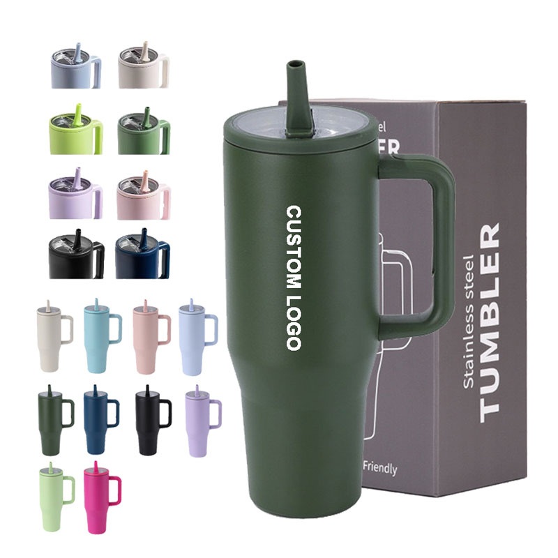 Custom Logo 40 Oz Cup Tumbler Stainless Steel Outdoor Travel Mug with Handle and Straw – 100% Leak Proof Tumbler and 40oz Tumbler price