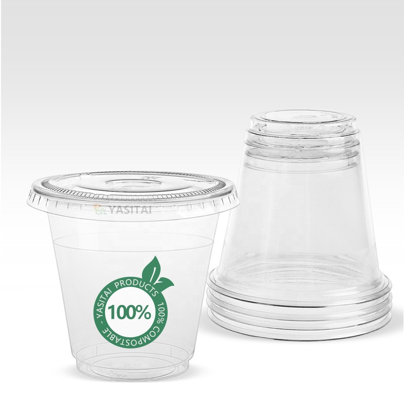 Customized 10 12 14 16 20 24 Oz Disposable Compostable Biodegradable Clear Plastic Cups Cold Drinking PLA Cup with Lids – PLA Custom Cup and Sauce PLA Cup price