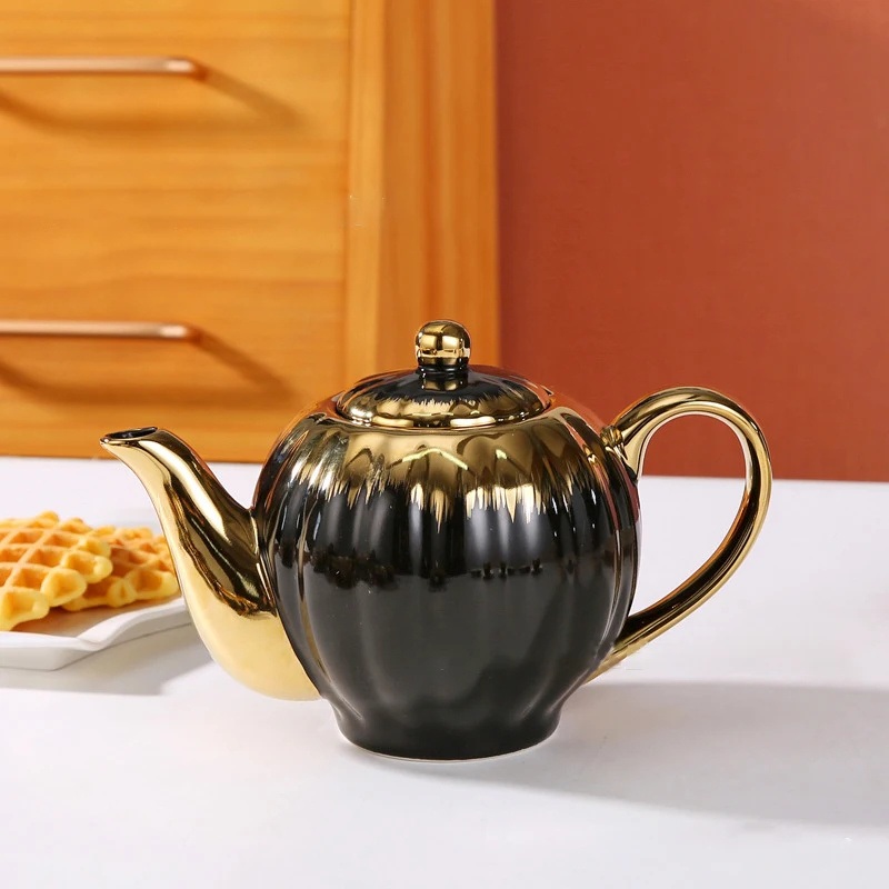 Factory Hot Sell Luxury 15 Pieces Tea Set European Ceramic Coffee Set Gold Plated Teapot Set with Cups Saucer Sugar Bowl Milk Creamer in Gift Box – Gift and Mug price