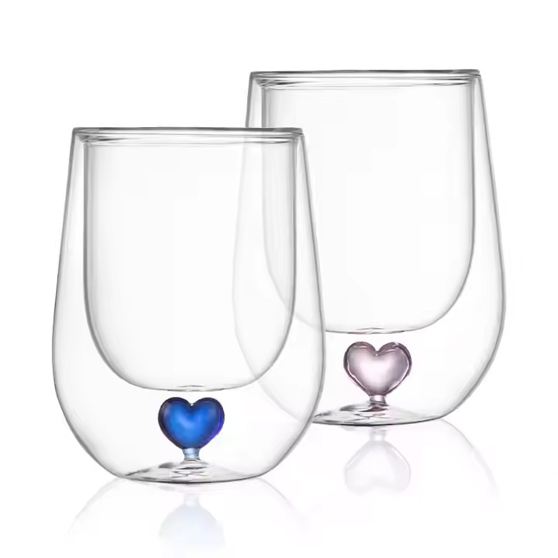 High Borosilicate Glass Wine Cup Glass with Decoration Inside Heart Shaped Glass Cup – Glass Cup and Inside Heart Shaped Glass Cup price