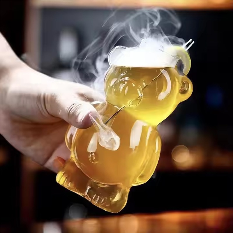 Lead Free High Borosilicate Heat Resistant Handmade Transparent Cute Bear Glass Coffee Cups with Straw Glass Mug – Glass Mug and Straw Glass Mug price