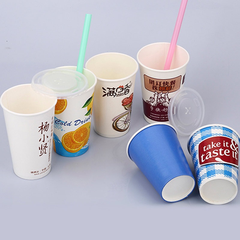 Morden Style Hot Selling Cold Drinks Paper Cup with Lid and Straw – Cold Paper Cup and Paper Cups price