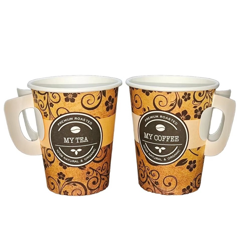 Paper Cup Manufacturer Custom Logo Compostable Disposable Single Wall Tea Coffee Paper Cup with Handle – Compostable Paper Cup and Disposable Cup price