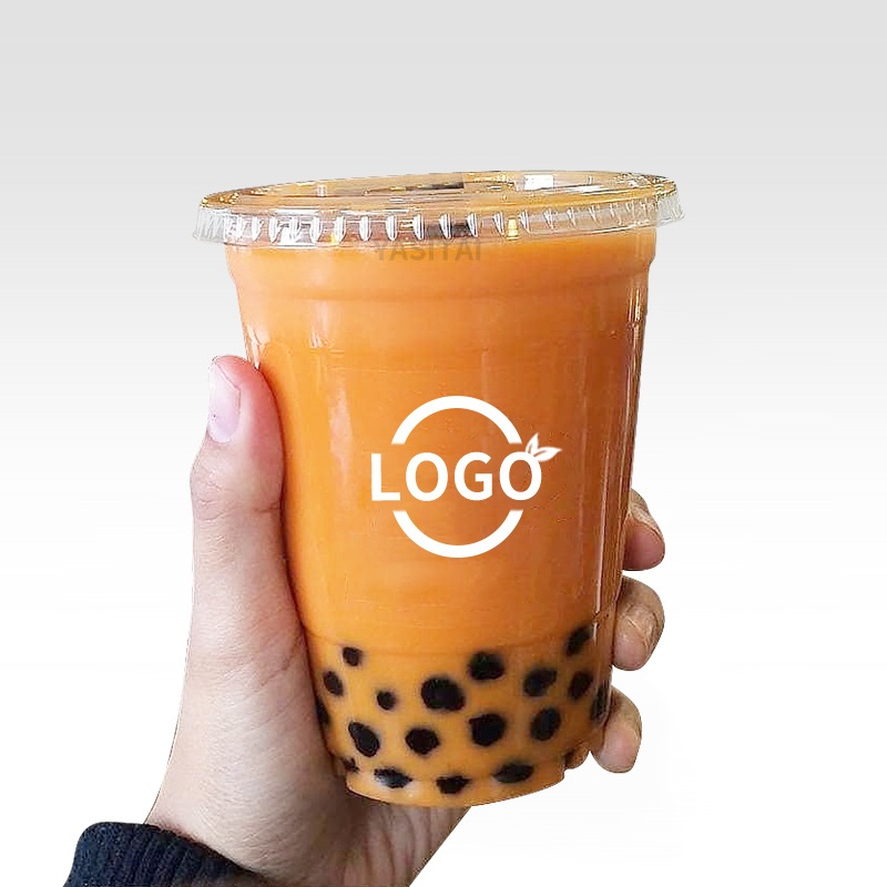 Transparent Pet Cup Custom Logo Pet Disposable Plastic Cold Drinking Cup with Lid – Disposable Plastic Cup and Cold Ice Coffee price
