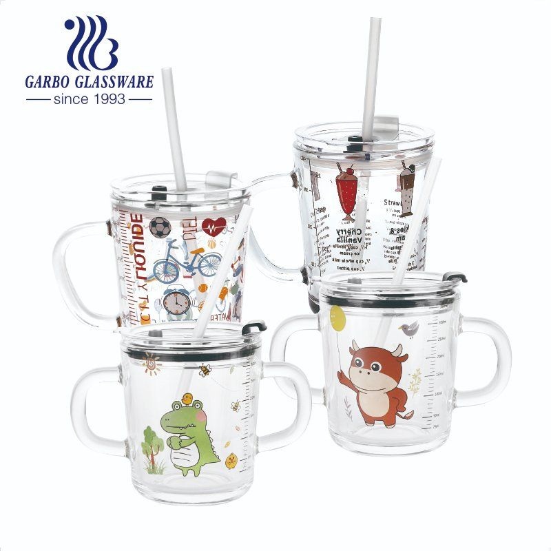 Wholesale 420ml Color Box Decal Juice Glass Mug – Glass Coffee Mug and 420ml Glassware Mug price