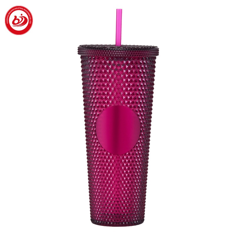 Wholesale Summer Custom Logo Outdoor Water Bottle 710ml Electroplating Crystal Bowtie Plastic Water Cup with Wheat Straw and Lid – Water Bottle and Plastic Water Bottle price