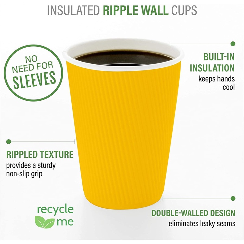 400ml Customized Design Paper Cups Disposable Printed Paper Double Wall Ripple Coffee Cups – Paper Cup and Disposable Coffee Cup price