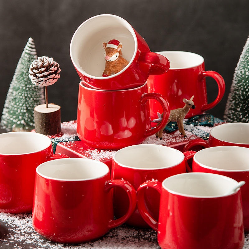 Funny 3D Porcelain Mug Animal Inside Cup Cartoon Ceramics Figurine Teacup Christmas Birthday Gift – Enamel Mug and Customized Enamel Mug price