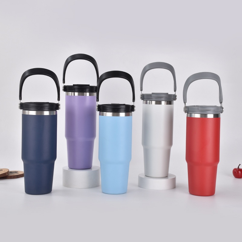 New Design Custom 30oz 20oz Travel Tumbler Stainless Steel Vacuum Insulated Thermos Water Bottle Vacuum Flask with Portable Handle Straw – Water Bottle and Thermos price