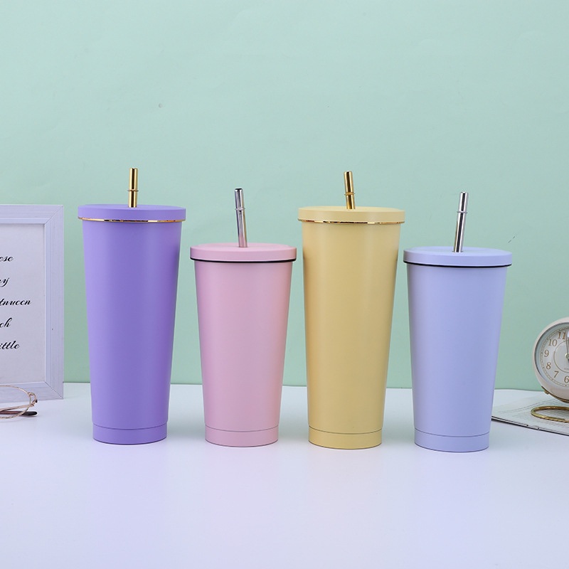 New Trend Double-Wall Vacuum Stainless Steel Insulated Tumblers Mugs Thermos 500ml/750ml Water Bottles Straw Dupee – Thermos and Water Bottle price