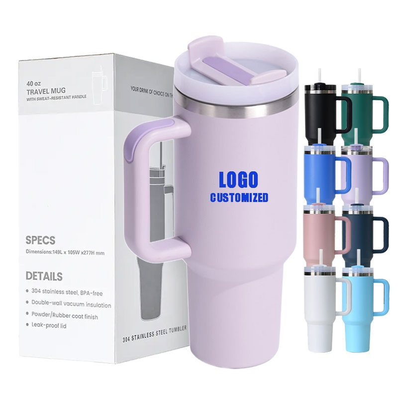 Wholesale Bulk Factory Custom 40 Oz Tumbler with Handle, Tumbler with Lid and Straw, Double Wall Insulated Cup Travel Mug – Stainless Steel Tumbler and 40oz Tumbler price