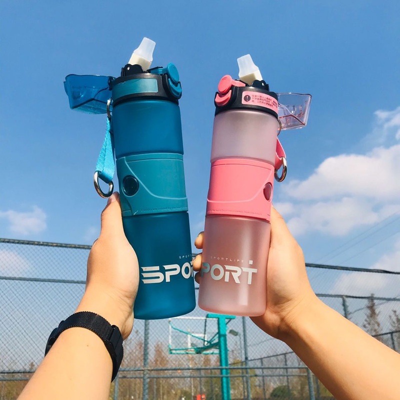 500/600/700ml Sports Frosted Water Bottle with Straw Travel Drinkware with Hook Clip Buckle Bounce Cover – Sport Bottle Water and Promotional Plastic Water Bottle price