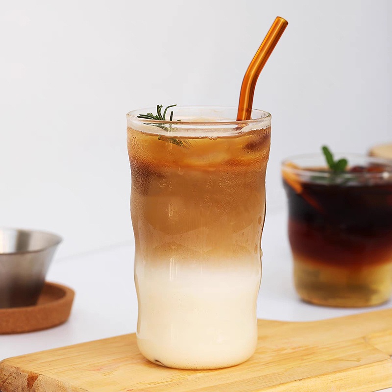 Blown Heat Resistant Custom Mug Coffee Glassware Glass Cups with Straw Coffee Milk Shake Glass for Table – Glass Cups and Coffee Cups price