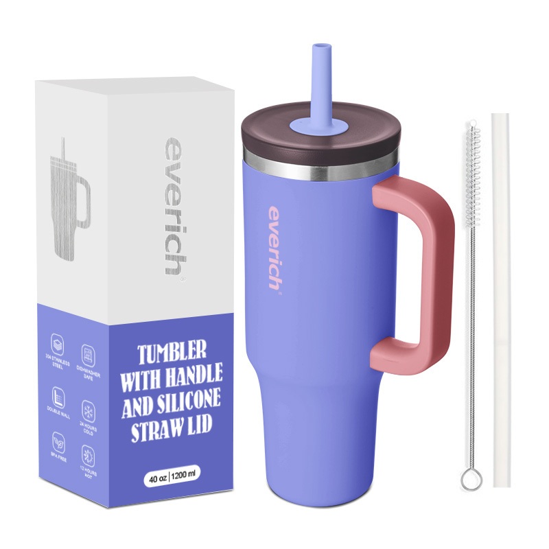 Custom Color Logo 30oz/40oz Double Wall Stainless Steel 18/8 Tumbler with Handle Vacuum Insulated Mugs Cups Car Holder Sports Travel – Tumbler and Tumbler with Straw price
