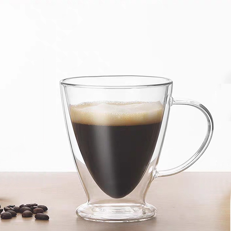 Heat Resistant Borosilicate Double Wall Glass Kitchenware Glassware Coffee Tea Water Milk Cappuccino Wine Beer Glass Cup Mugs – Borosilicate Glass Cappuccino Cups and Glass Cappuccino Mugs price