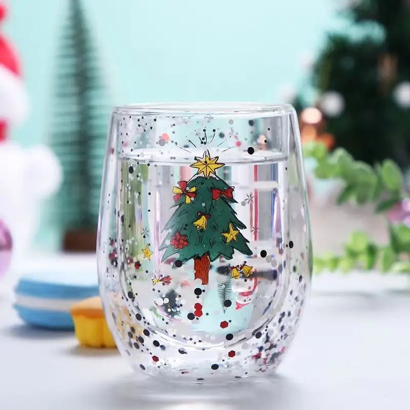 New Christmas Tree Cups Heat Resistant Non-Hot Double Wall Glass Cup – Coffee Glass Cup and Milk Glass Cup price